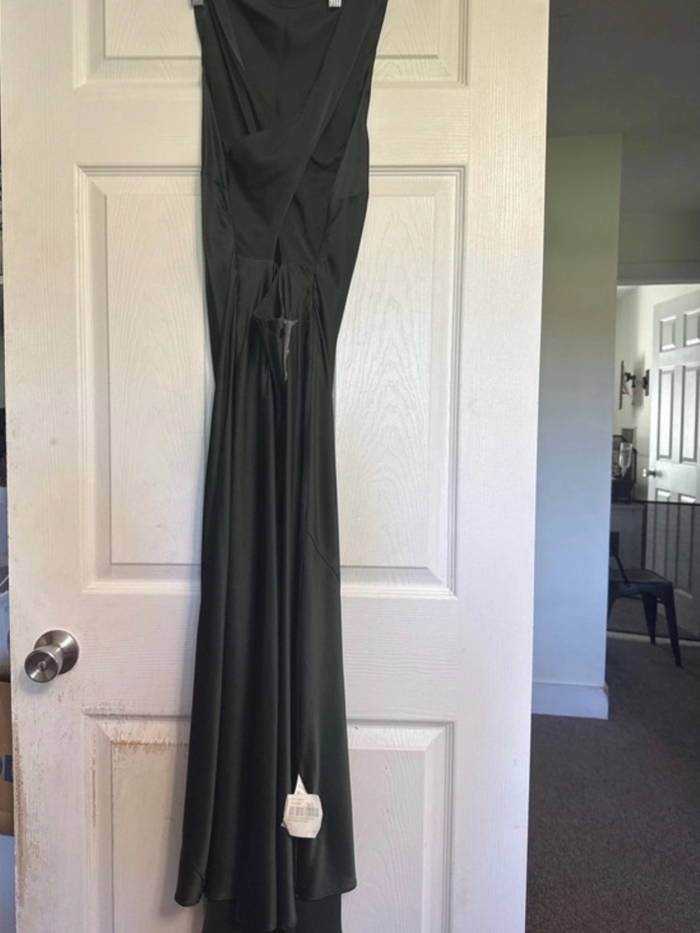 Quince 100% Silk Sleeveless Dark Green Cross-Back Midi Dress - Picture 4 of 4